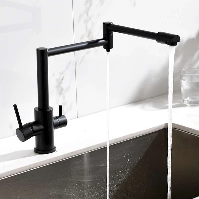 Brass folding 360 degree turn multi-functional kitchen with direct drinking hot and cold faucet