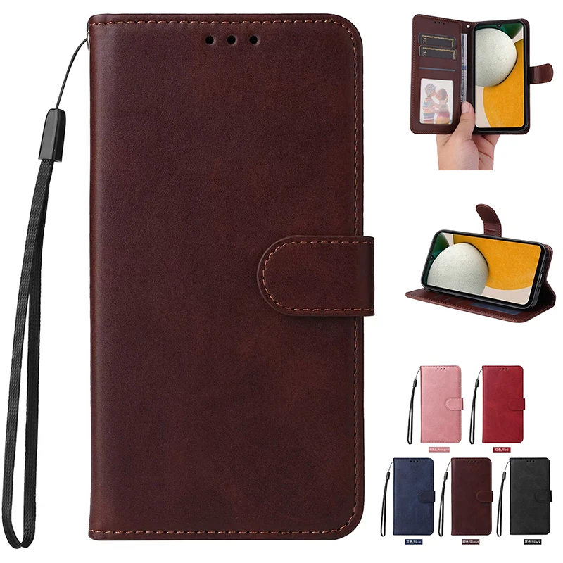 Quakeproof Leather Flip Wallet Case for Samsung Galaxy S24 S23 Ultra S22 Plus S21 S20 FE S10 A12 A13 A14 A15 A35 A55