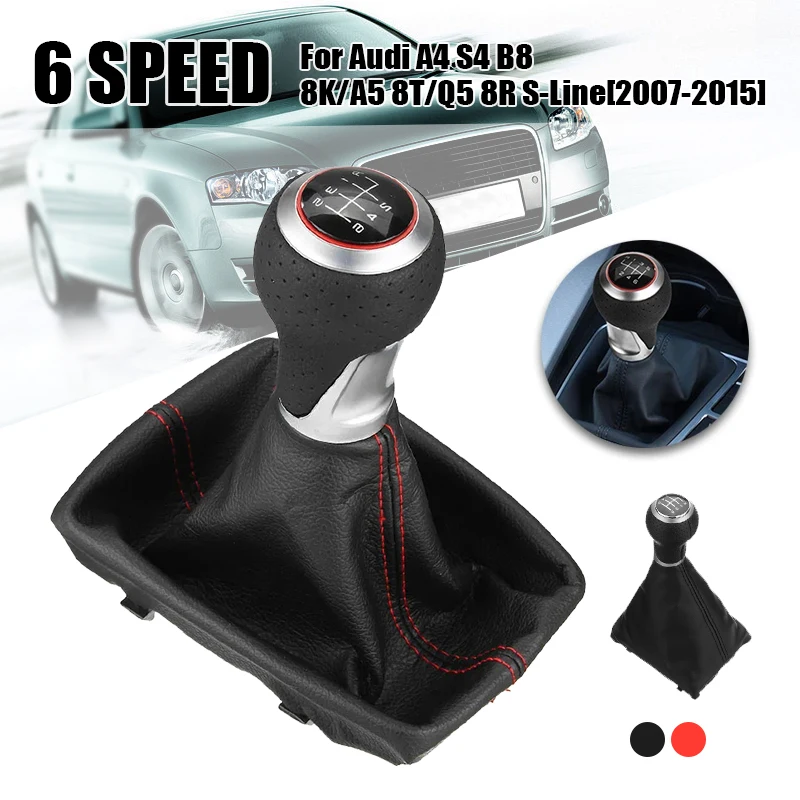 For Audi A4 S4 8K A5 8T Q5 8R 2007-2015 6 Speed Car Manual Gear Shift Knob PU Leather Gaiter Boot Cover Replacement Accessoreis