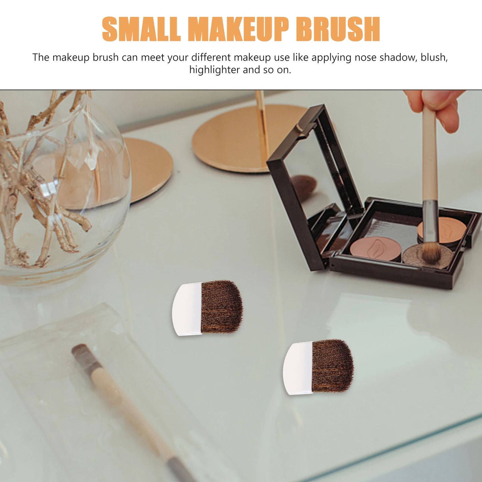 مجموعة فرش مكياج مكونة من 4 قطع من فرش بودرة أحمر الخدود، فرشاة صغيرة لتطبيق بودرة الوجه المضغوطة السائبة للنساء #1