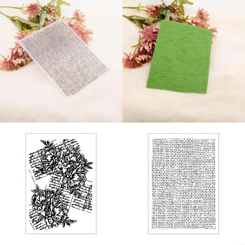 R66A Multipurpose Textured Folder Paper Card Embossing Stencils for Card Making Scrapbooking Photo Album Embellishment