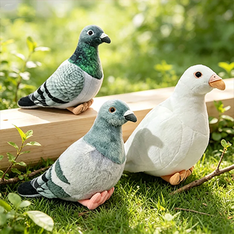Lifelike Bird Plush Toy Simulation White Green Pigeon Lovely Magpie Stuffed Animal Doll Photography Prop Festival Gift Christmas