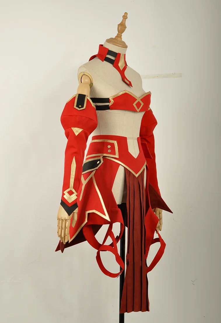 Fate Apocpoppha Cosplay Costume, FA Red Saber, Mordred Cosplay Costume, Sex Full Sets, Halloween Carnival Costume