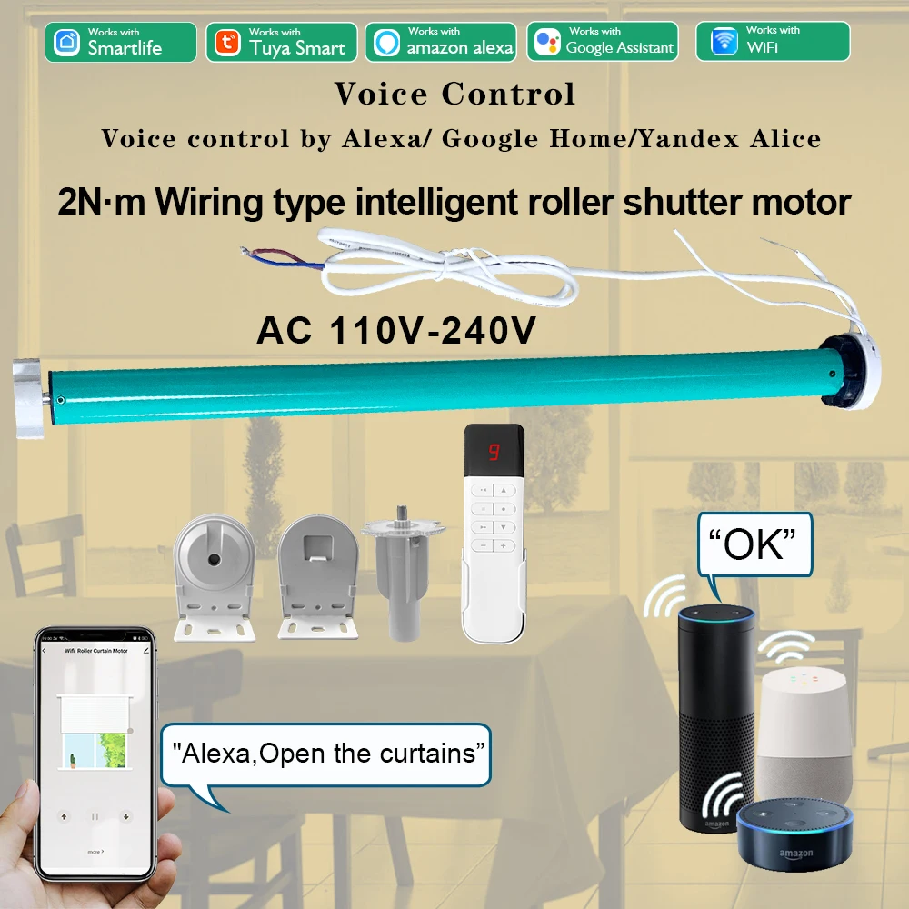 2N · m تويا واي فاي السلكية الكهربائية الأسطوانة محرك أعمى 37/38 مللي متر أنبوب 2n 10 كجم 3 × 3 متر الستائر تويا الأجهزة الذكية عن بعد أليكسا جوجل المنزل #3