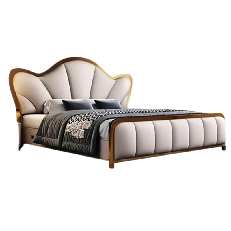 

Nordic Luxury Double Bed Modern Wood High End Headboard Frame Double Bed Kids Girl Camas Matrimonial Furniture