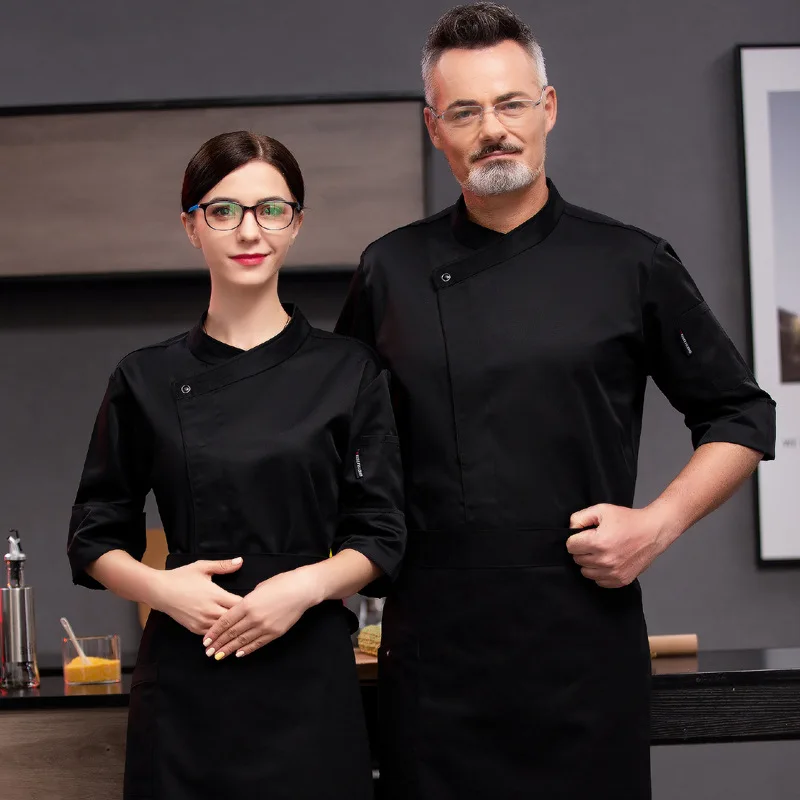

Hotel chef uniform, long-sleeved autumn and winter attire, cafeteria workwear, cake baker back kitchen stylish and simple work u