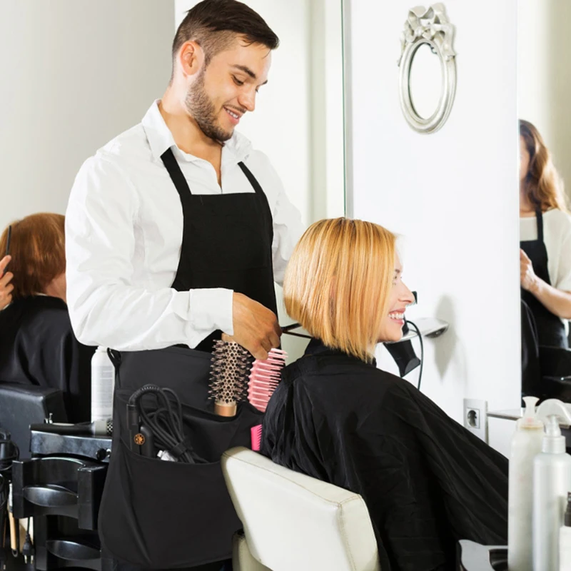 Medio delantal de peluquero, riñonera impermeable para estilista, cinturón de salón Hipster, bolsa para cortar el pelo, almacenamiento de alta capacidad, envoltura para peluquero