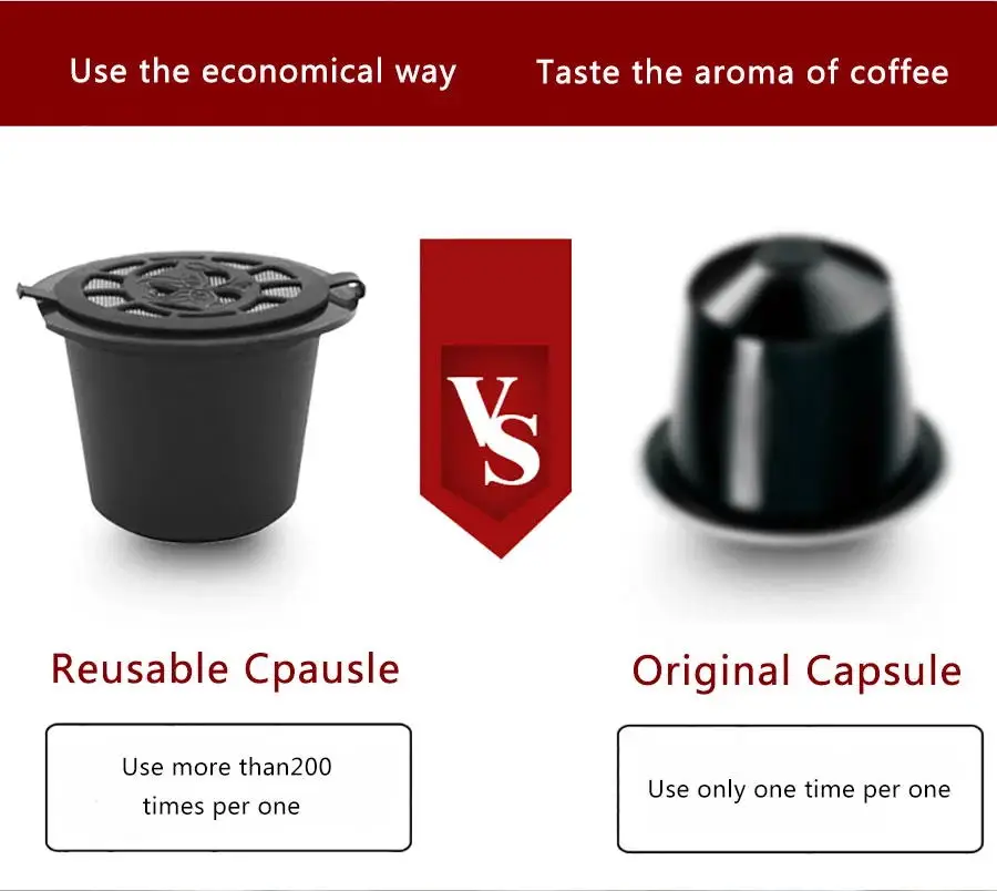 Refillable Reusable Nespresso Coffee Capsule Reutilisable Nespresso Pods with a Spoon a Brush Coffee Accessories