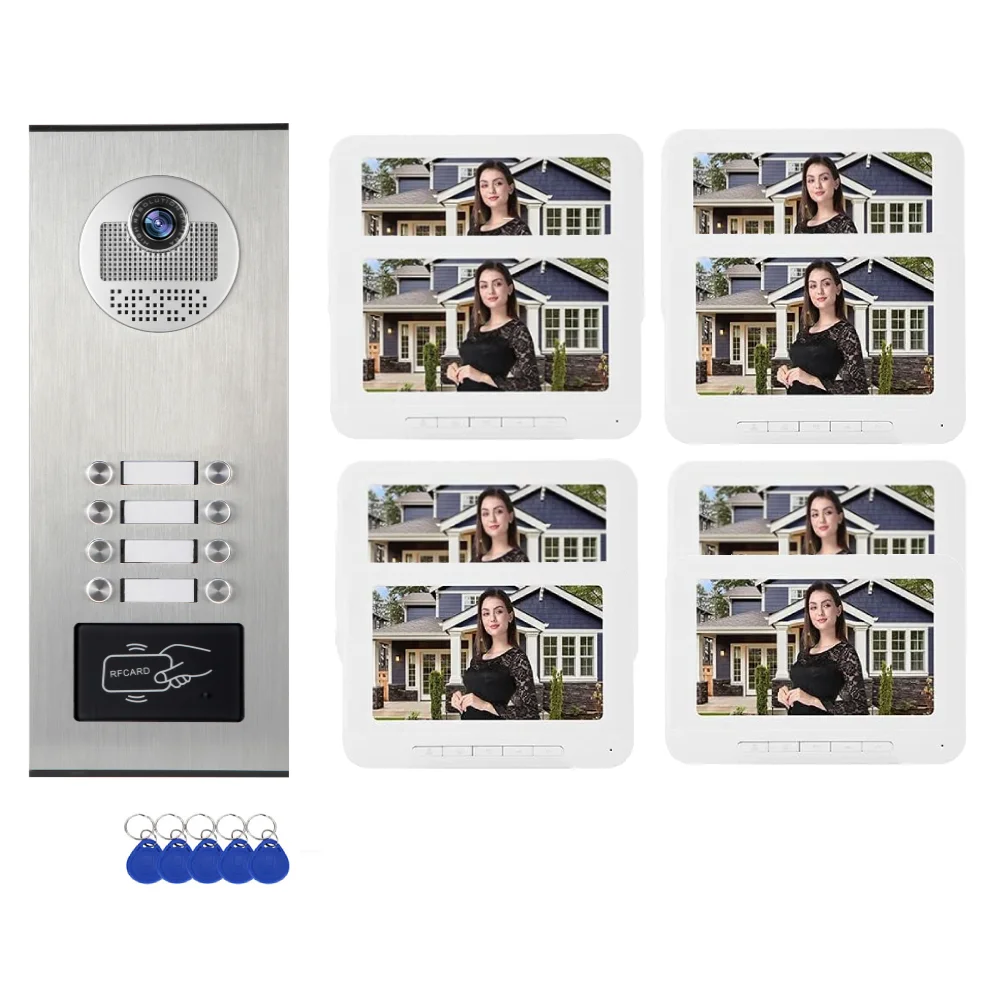 تتفاعل فتح بناء فيديو باب الهاتف 2-6 وحدات شقة فيديو نظام اتصال داخلي قفل كهربائي الوصول جرس باب يتضمن شاشة عرض فيديو حماية أطقم