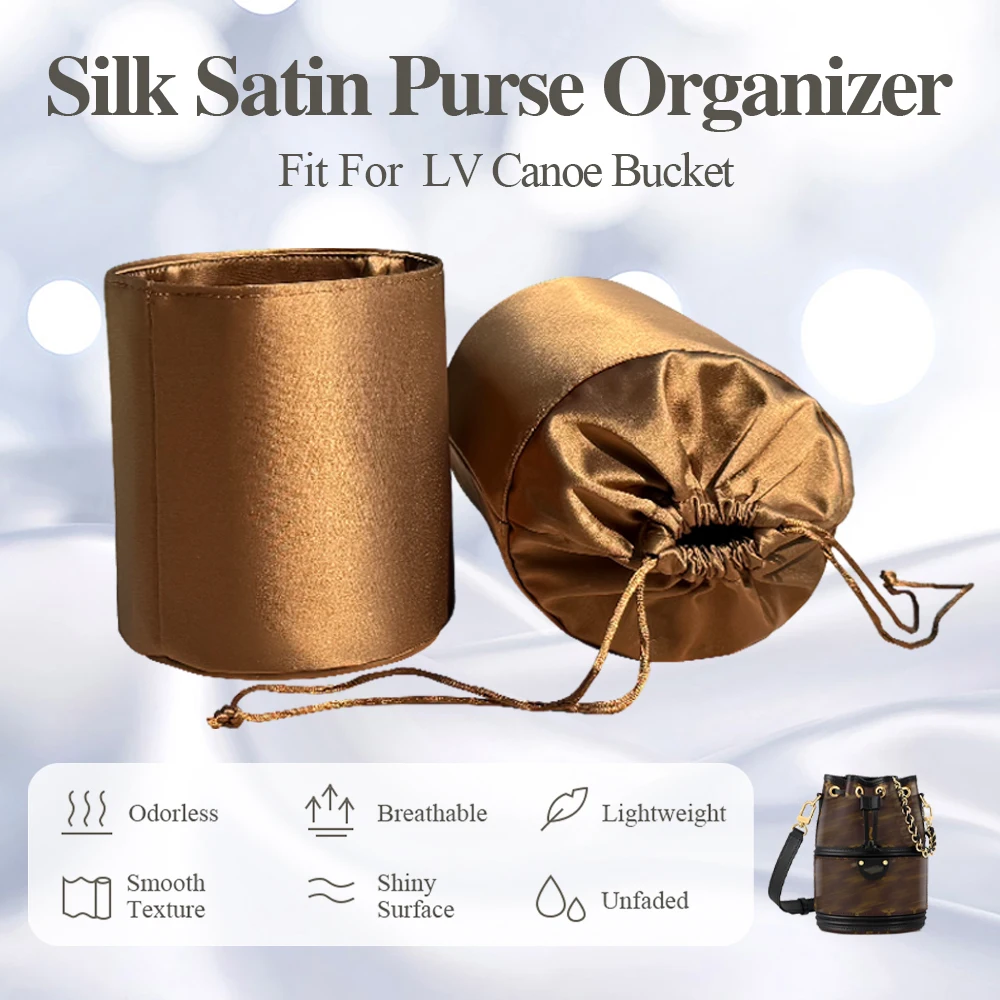 Silk Satin Purse Organizer Insert Fit for LV Canoe Bucket Bag Smooth Inner Liner Bag Cosmetics Inside Storage Bag In Bag Insert