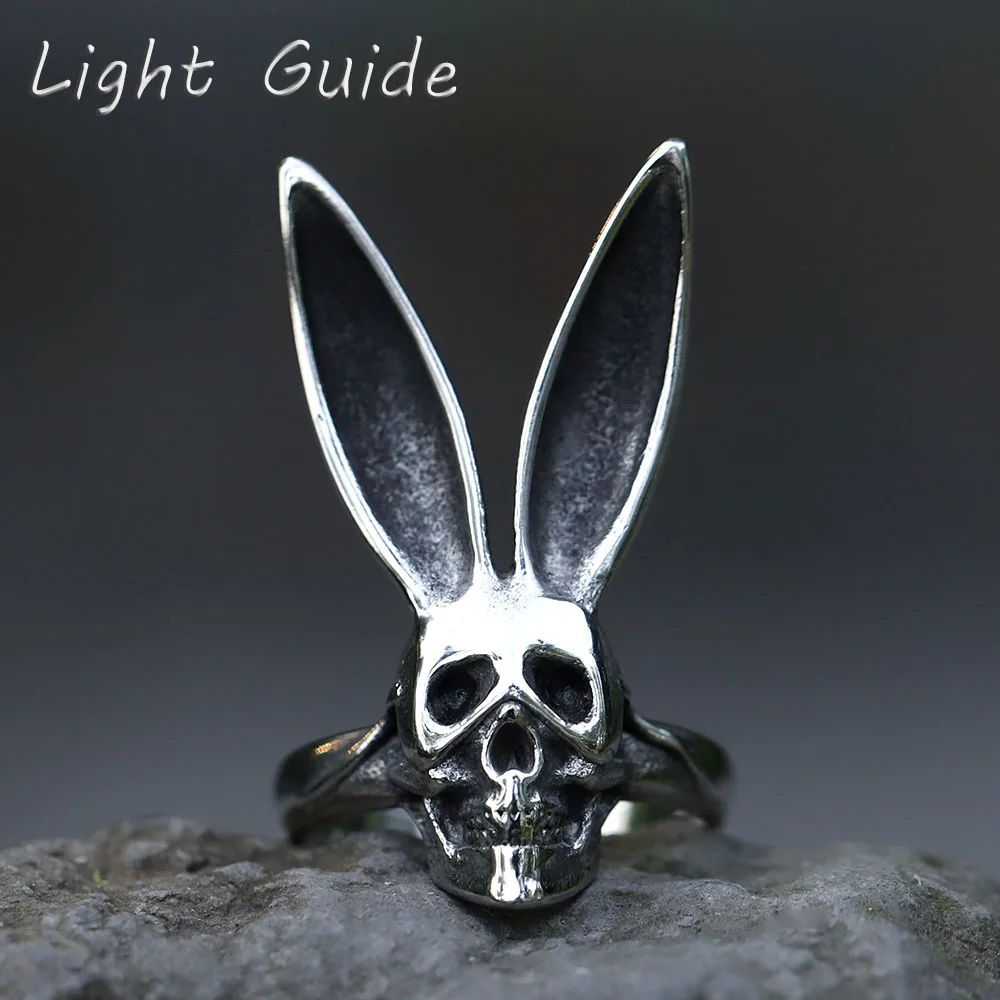 2022 NEW Men's 316L Stainless Steel Rings Vintage Halloween Gothic Funny Skull Rabbit Punk Fashion Jewelry Free Shipping
