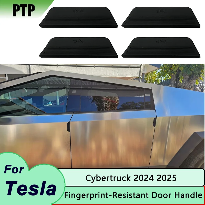 For 2025 2024 Tesla Cybertruck Fingerprint-Resistant Door Handle Silicone Car Door Handle Cover Modification Accessories（4pcs）