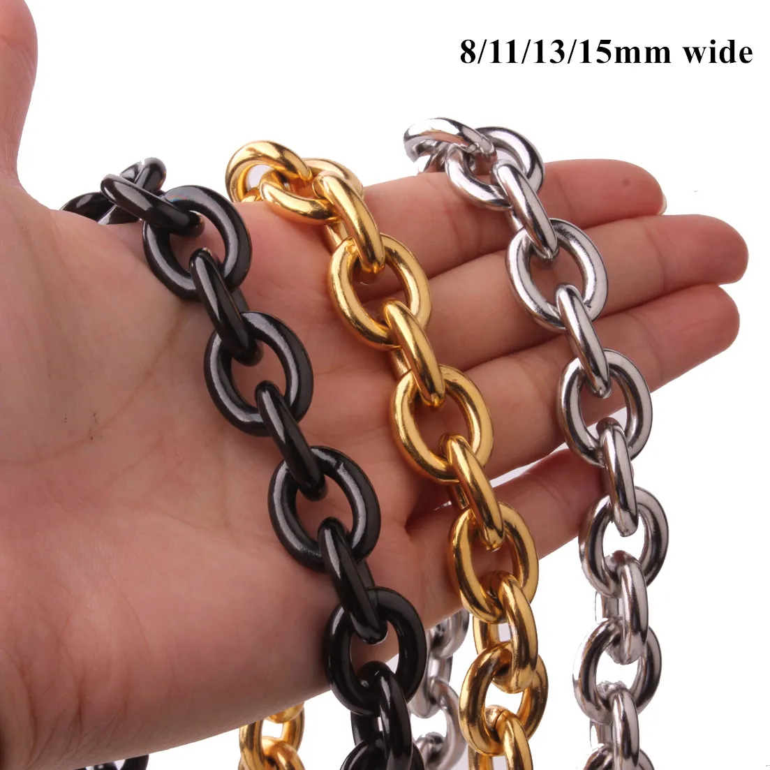 

Custom Length 7"-40" 8/11/13/15mm Heavy 316L Stainless Steel Rolo Oval Link Chain Necklace or Bracelet for Men Boys