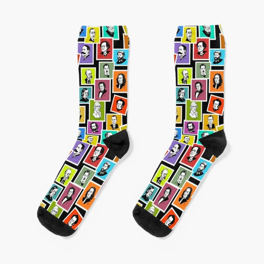 

Pattern with portraits of the greatest composers (coloured version) Socks luxury cotton colored Socks Girl Men's