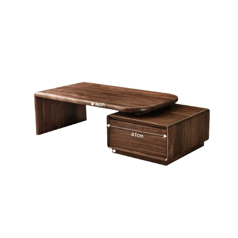 North American black walnut all-solid wood retractable coffee table cherry wood log