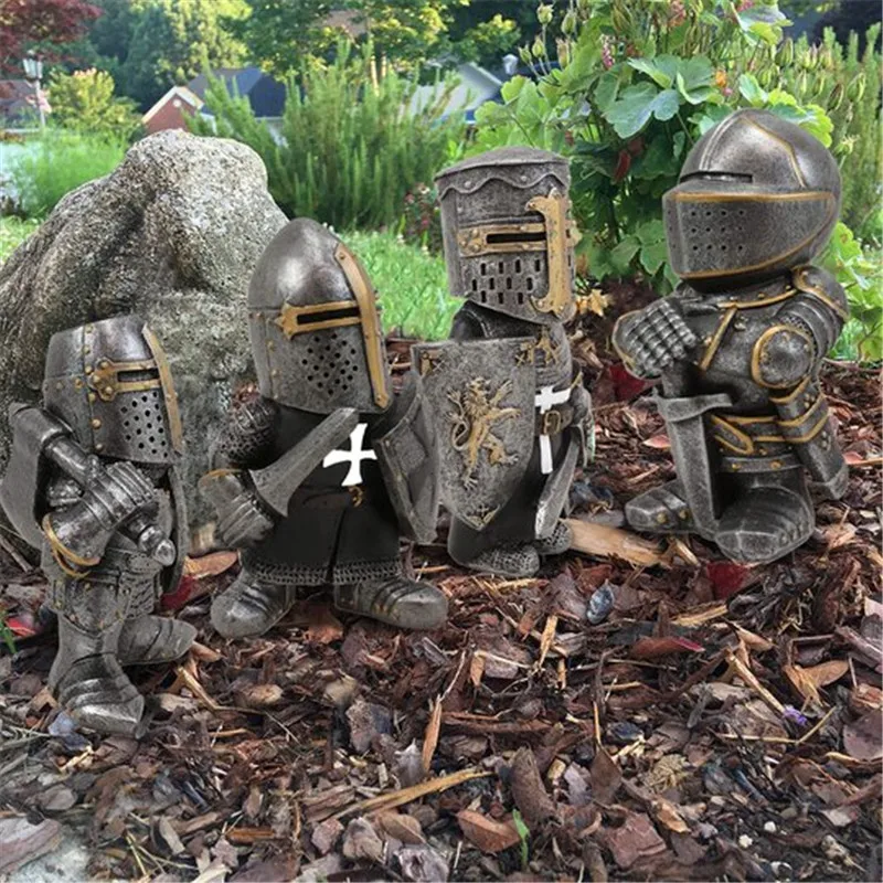 Garden Durable Decorative Accessories Exquisite Samurai Eye-catching Dwarf Guard Armor Cross Templar Guard Intricate Unique