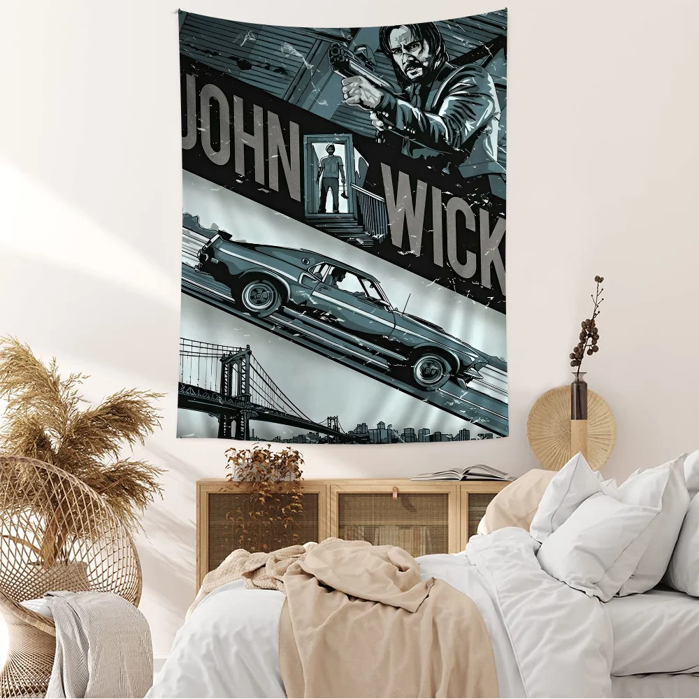 John Wick Hanging Bohemian Tapestry Japanese Wall Tapestry Anime Kawaii Room Decor