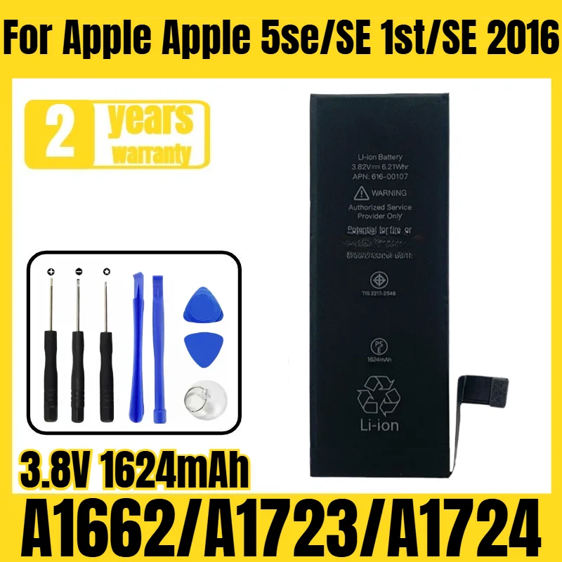 

Applicable to Apple Apple 5se/SE 1st/SE 2016/A1662/A1723/A1724 mobile phone battery, new large capacity, free tool 3.8V 1624mAh