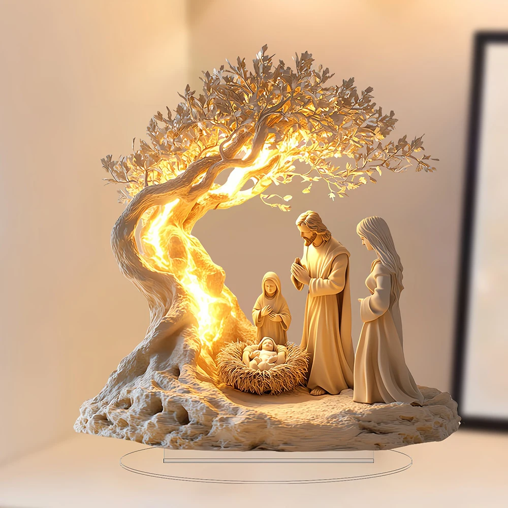 1PC Nativity Desktop Decoration Statue Home Decoration Office Decora Art Theme Party Decora Christmas Decora Jesus Scene Decora