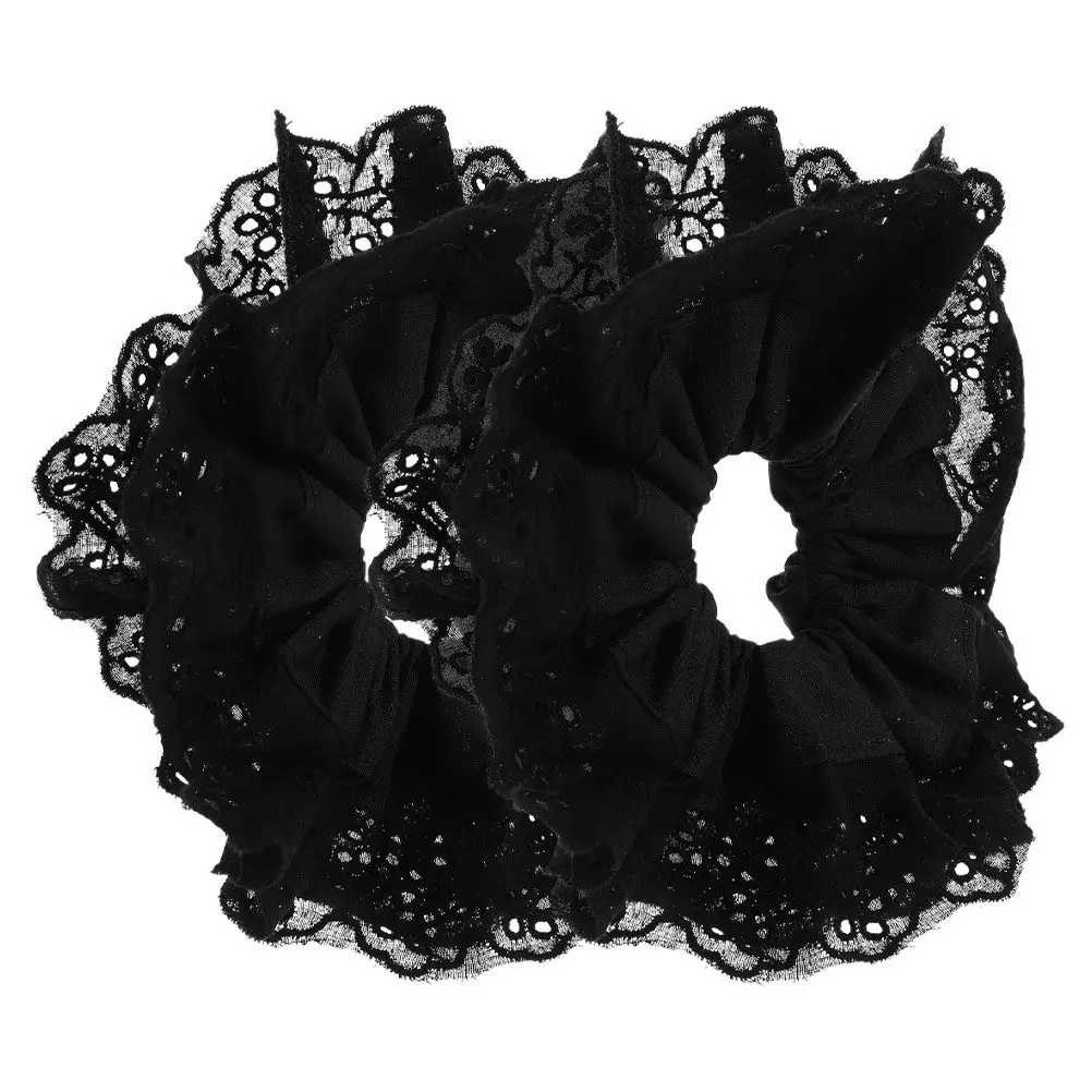 

2Pcs Lace Hair Scrunchies No Damage Elastic Ties for Women Thick Hair Styling Accessories Ponytail Holders