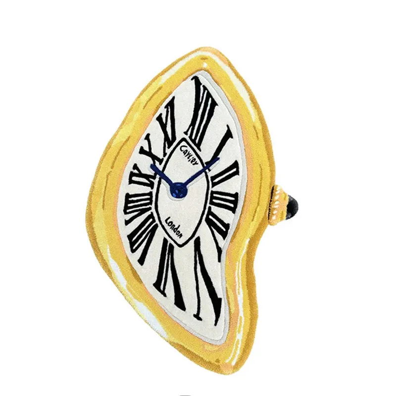 

Designer creative flow irregular home carpet alien crash melt twist dali style clock