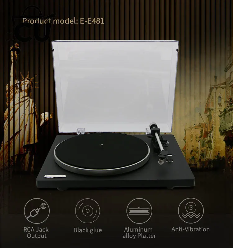 High Quality multifunctional wooden desktop Modern hifi Retro 3 speed and RCA Line-out Phonograph dj turntable player