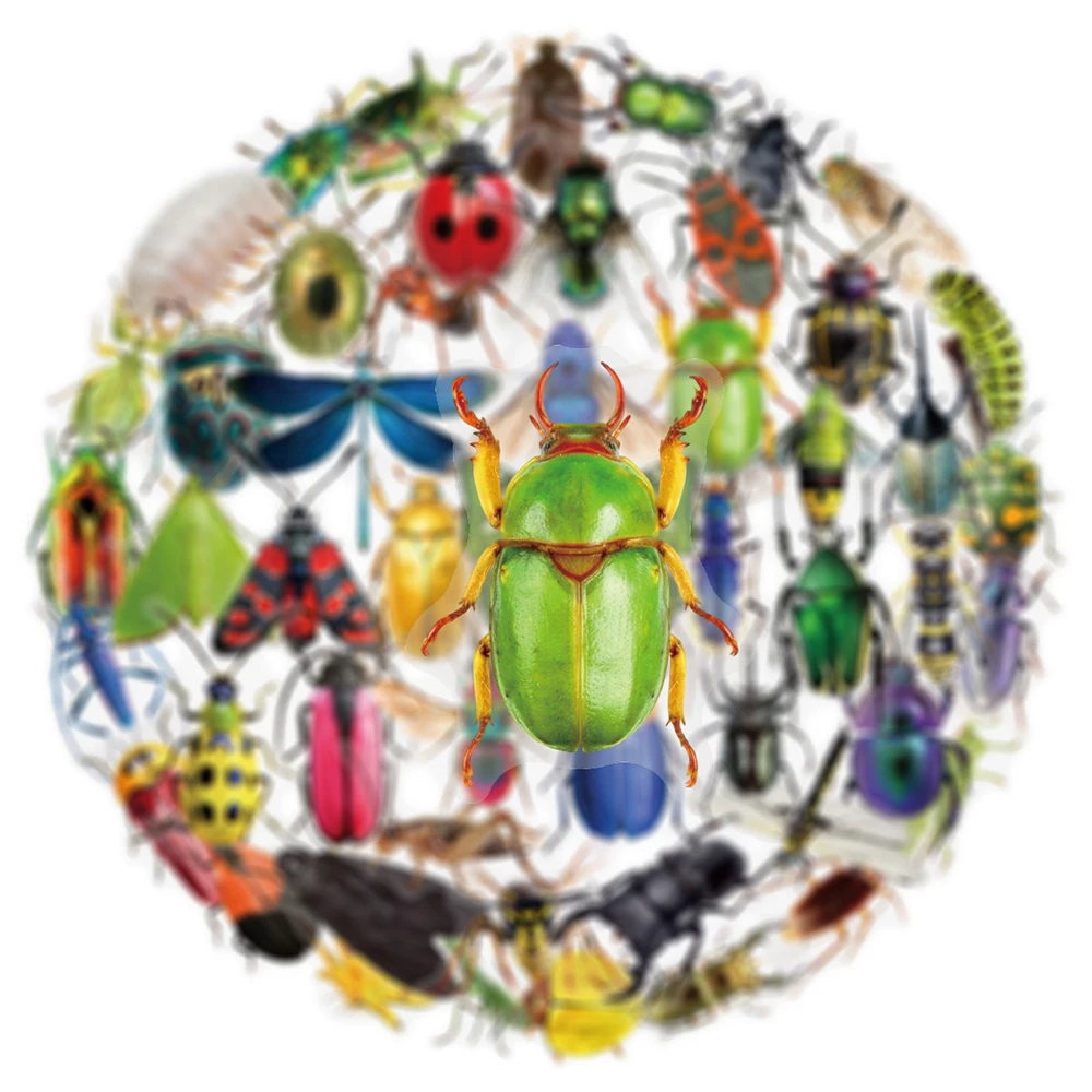 10/30/50 pçs bonito dos desenhos animados inseto besouro adesivos à prova dwaterproof água diy portátil telefone viagem bagagem carro skate decoração adesivo