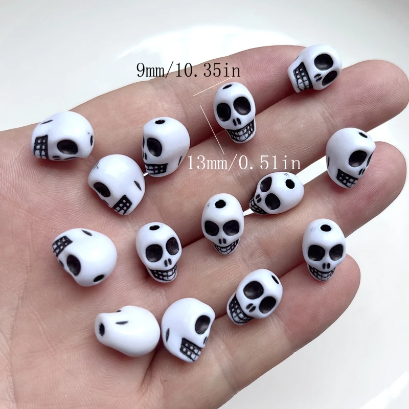 30 pieces/batch 9mm * 12mm skull shaped Baeds acrylic loose spacing beads for jewelry making DIY bracelet accessories
