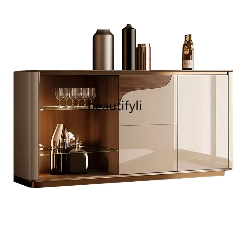 

Light luxury high-end wall partition storage high wine cabinet large villa modern entrance porch cabinet new Chinese style