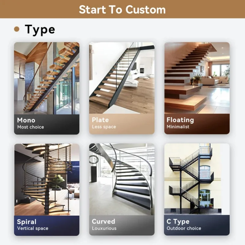 custom.Luxury Indoor Staircase Modern Design American Oak Wood with Stainless Steel Glass Circular Loft Curved Stairs