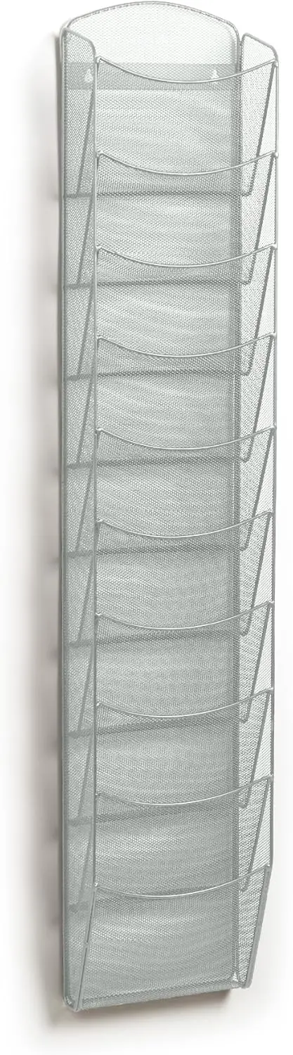 

Products Onyx Commercial 10 Pocket Magazine Rack 5579SL-Silver-Stainless Steel- Wall Mounted-5 lbs Capacity-Organize Mag