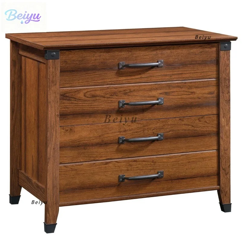 

Горизонтальный шкаф для документов с 4 ящиками, деревенский ящик для документов, вишневое дерево Вашингтона, подходит для домашнего офиса