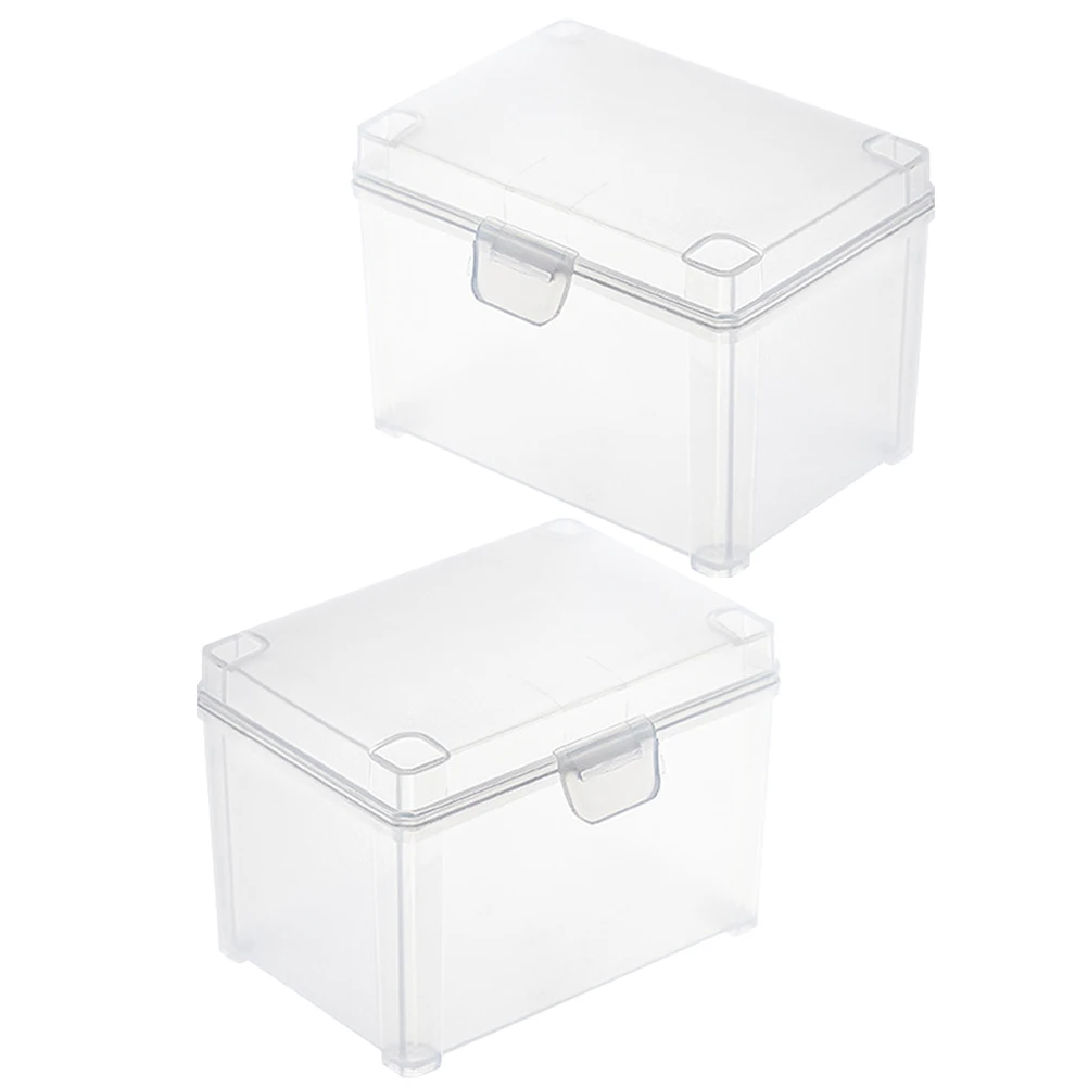 

2 Pcs Transparent Small Plastic Boxes Hinged Lids Card Game Storage Office Supplies Craft Beads Tarot Box ganizer Storage