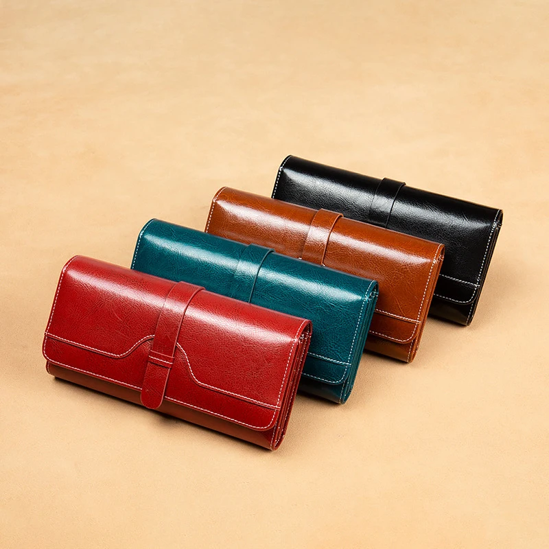 Luxury Designer Women's Wallets	Long Handbags RFID Card Holder Wallet for Women Genuine Leather Purses High Quality Female Purse