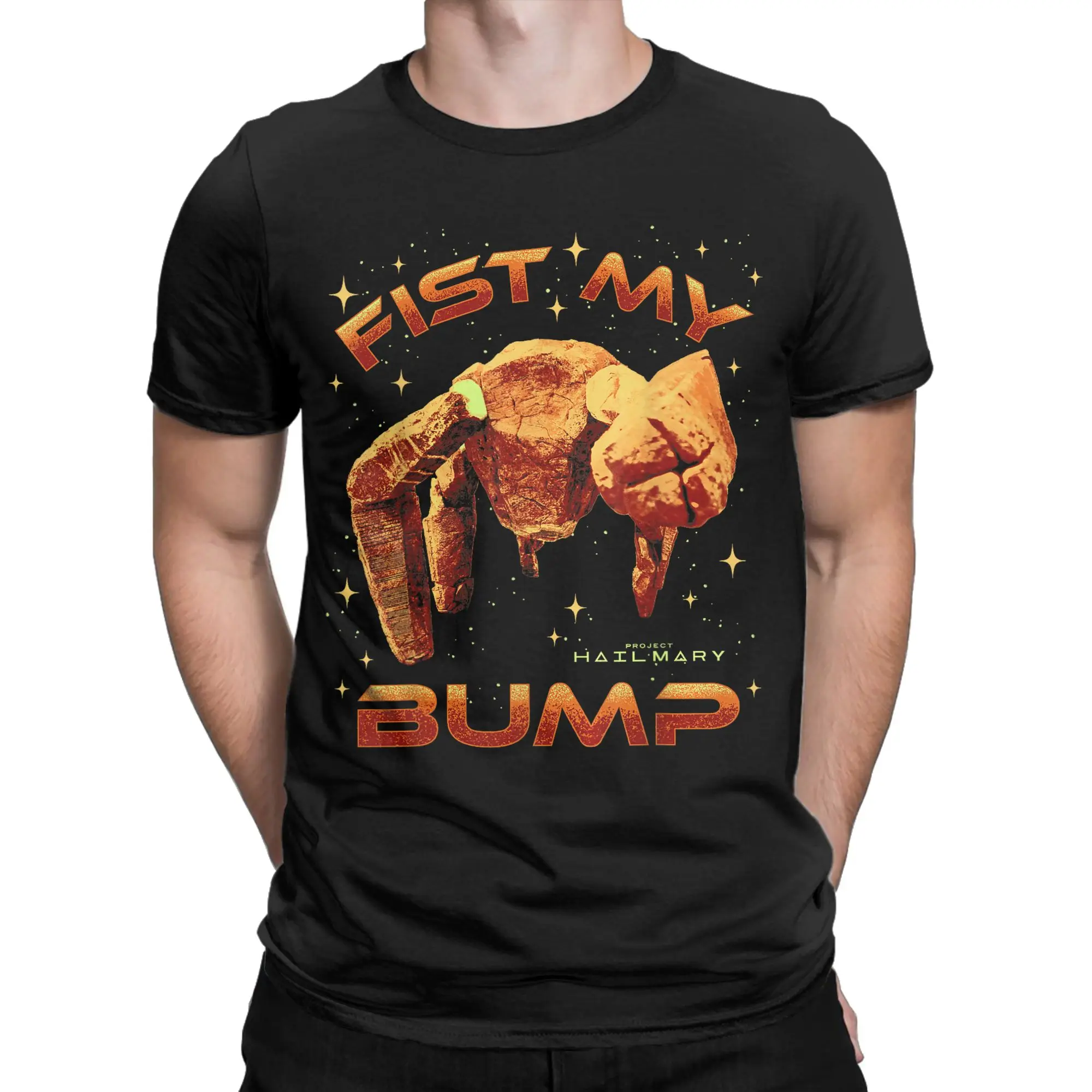 Project Hail Mary Fist My Bump Rockys The Alien Poster Men's T Shirts  Tees Short Sleeve O Neck T-Shirt Cotton Graphic Printed
