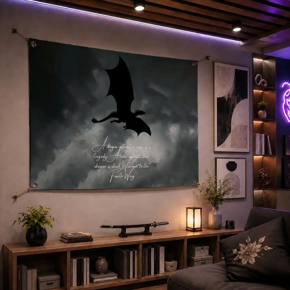 Fantasy Novel Fourth Wing Flags Indoor Outdoor Wall Banner Party Decor Large Hanging Wall Backdrop
