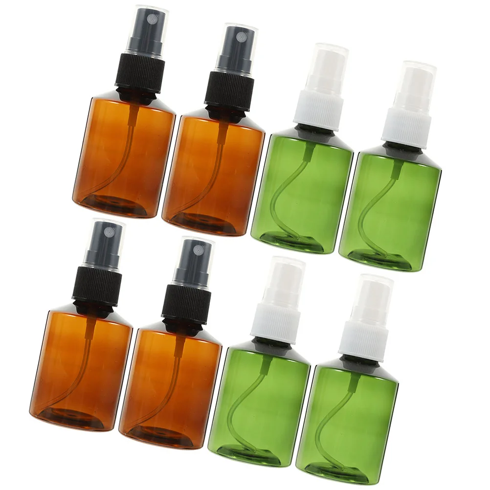 

8 pcs 50ml Empty Spray Bottles Brown Black Cap Refillable Portable PET Plastic Makeup Liquid Travel Size Reusable