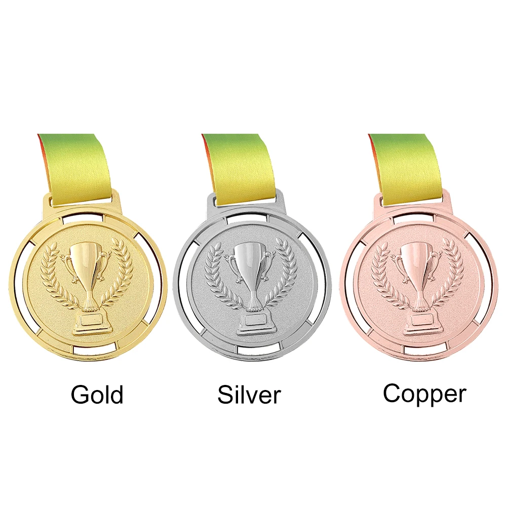 Sport Goud Zilver Koper Medaille Souvenir met lintriem Rugby Volleybal Hockey Honkbal Basketbal Voetbal Competitieprijs