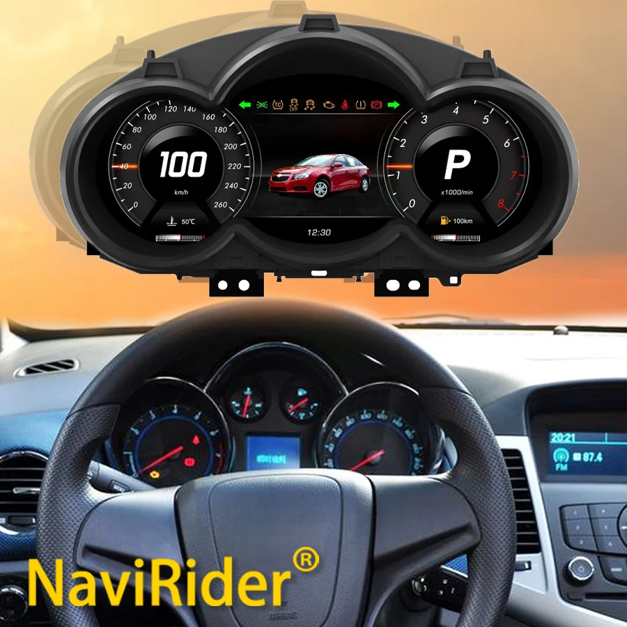 For Chevrolet Cruze 2009-2014 LCD Instrument Panel Digital Dashboard GPS Speedometer Virtual Cockpit Cluster Clock Tachometer