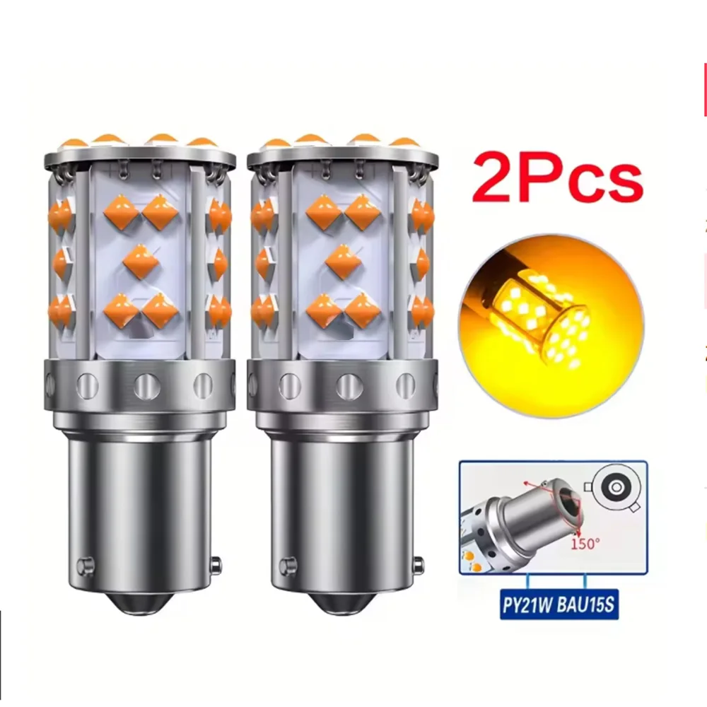A Pack 1156 P21W Ba15s Bau15s PY21W 7507 LED Canbus No Hyper Flash Turn Signal Light Bulb Built-in Resistor Error Free Orange
