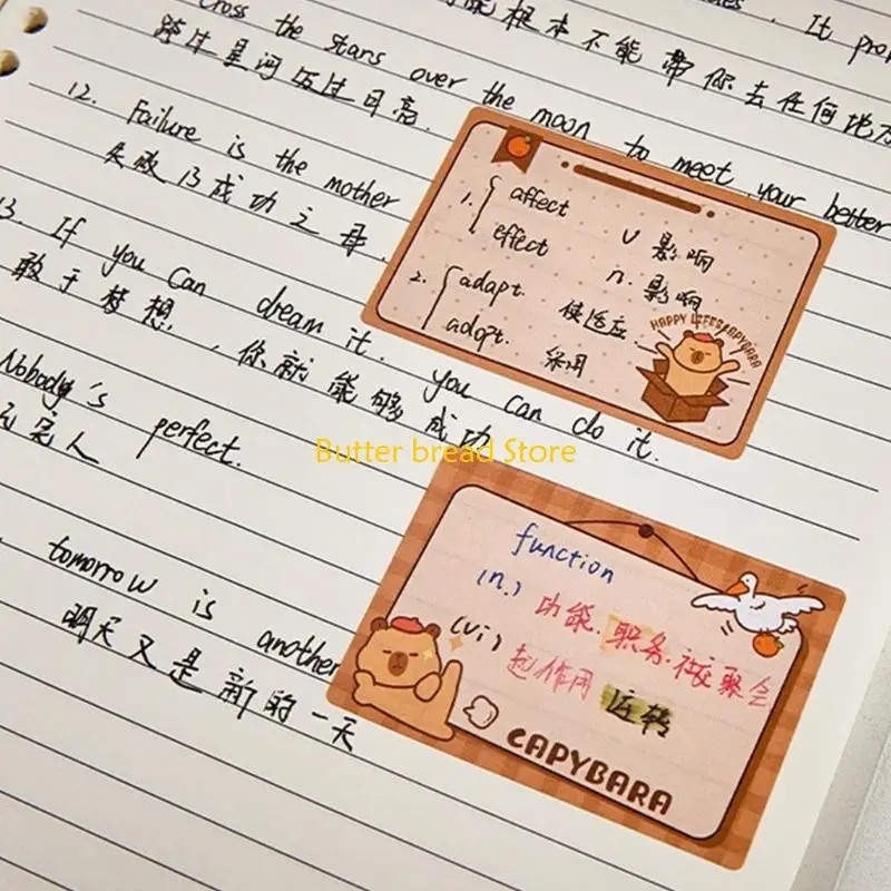 W89C 256Sheet Cartoon Sticky Note Paper Unlined/Gridded/Dotted Sheet Pull Out Note Paper Self-ashesive Note Paper for Student