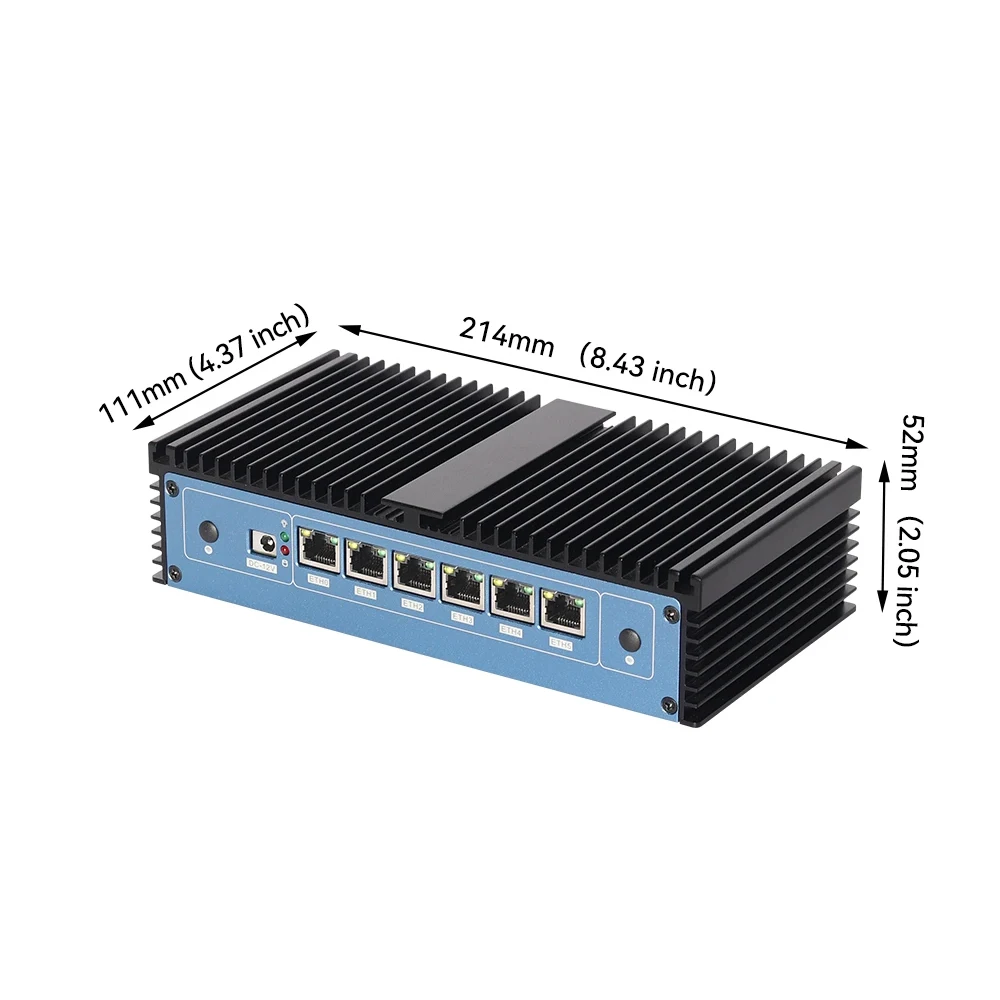 XCY Firewall Mini PC 8x Ethernet i211AT NIC Intel Celeron 3865U CPU Compatibile con Windows Ubuntu Pfsense Debian OpenWrt