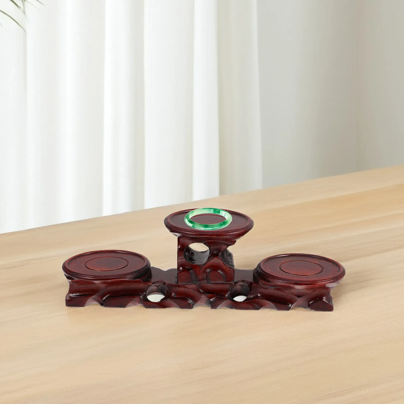 Elegant Solid Wood Round Pedestal Holder for Teapots Bonsai Collectibles Display Stand Wooden Tea Accessory Kitchen Decor