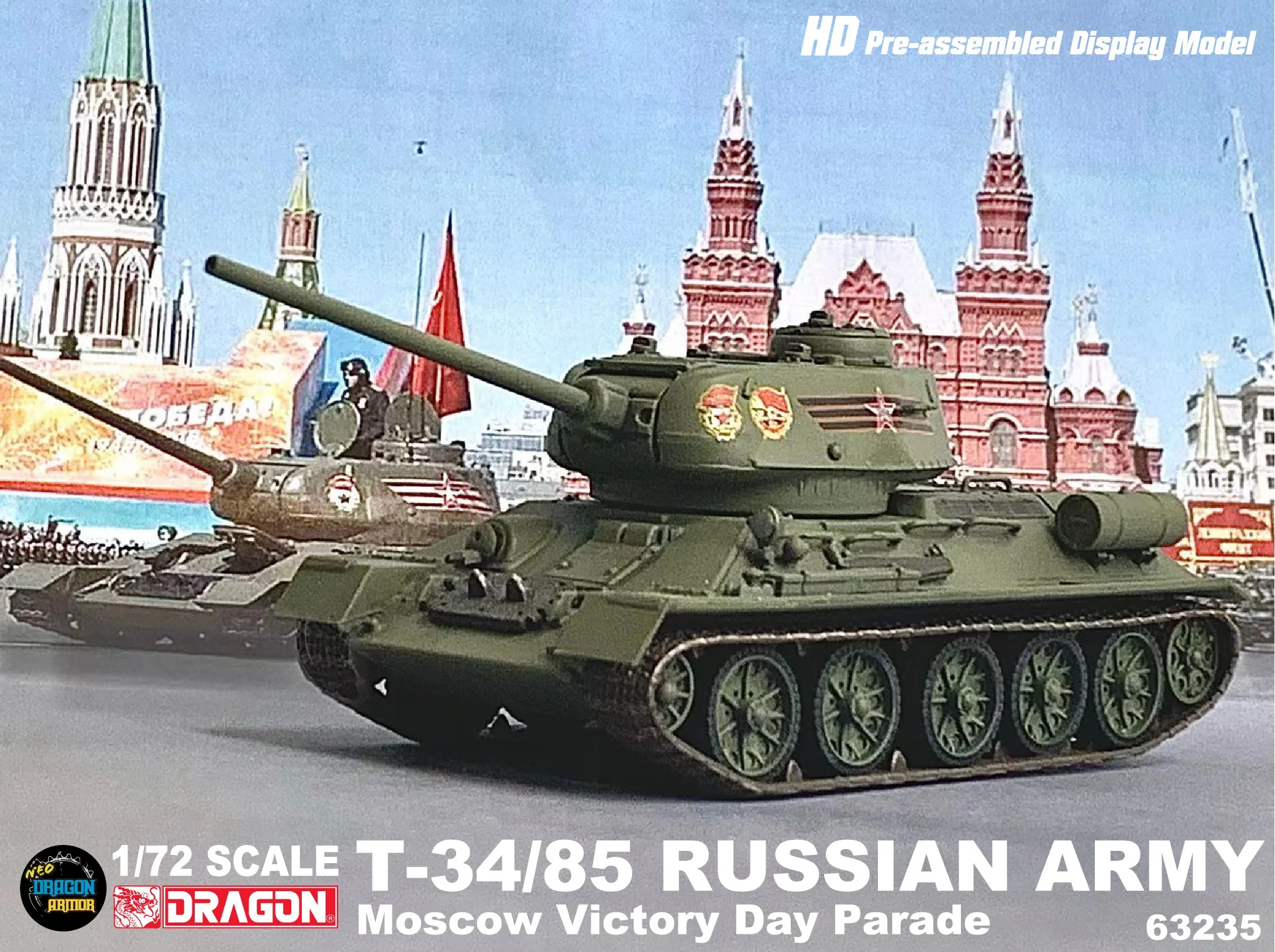 Dragon DML 1/72 Scale Tank T-34/85 Russian Army Moscow Victory Day Parade NO.63235 History Military Cllection In Stock