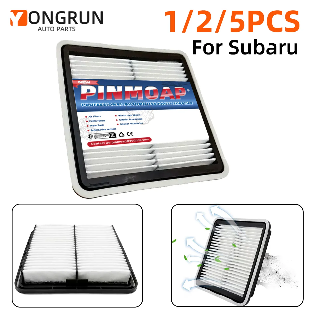 

YONGRUN 1/2/5PCS Air Filter 16546-AA090 PA4197 CAP9997 A3109C PZA487 Car Engine Air Filter Replacement Is Applicable To Subaru