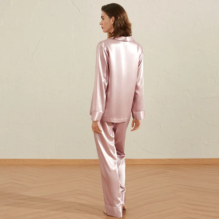 Mulberry Silk Pajamas Set No Piping Design Ultimate Comfort Homewear Elegance Luxuary Women's Comfortable XXL Long Sleeve Pants