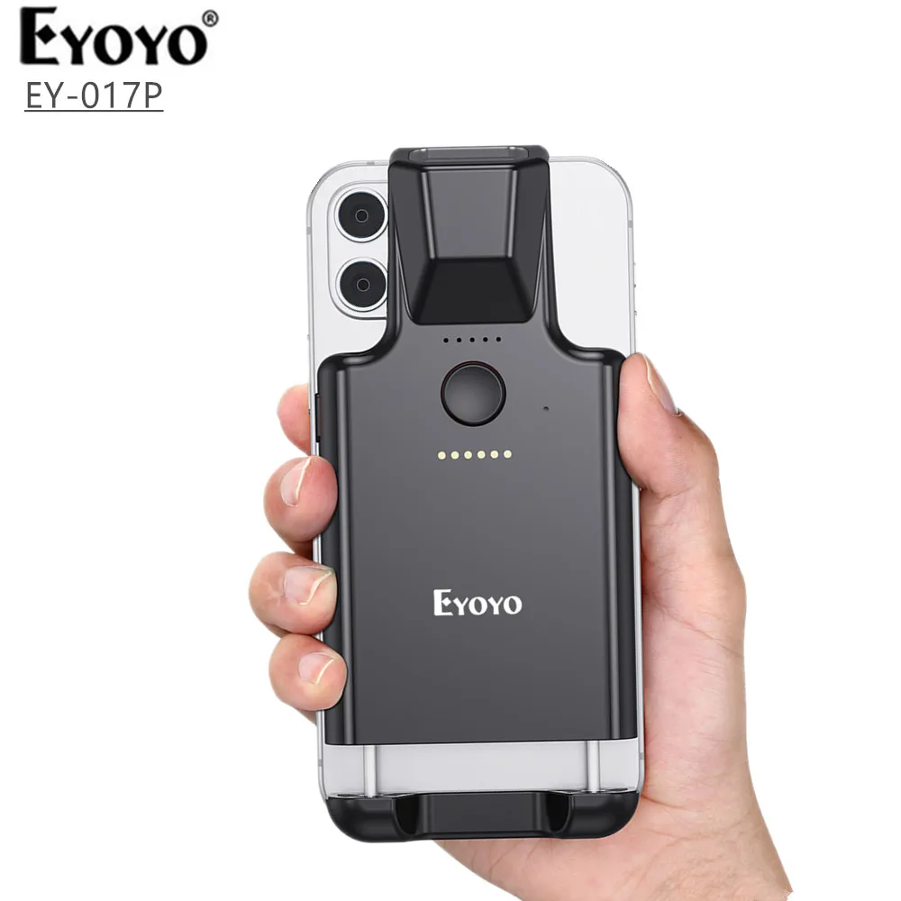 Eyoyo Wholesale QR Code Scanner Back Clip Phone Barcode Scanner Wireless 2D Bar Code Reader Screen Scanning PDF417/Data Matrix