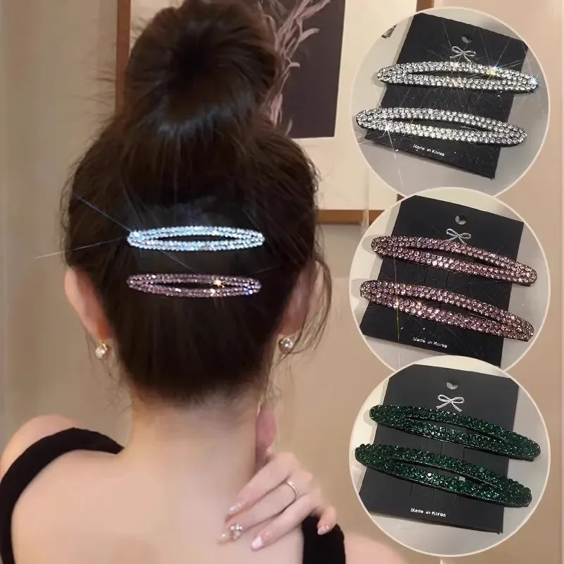 Heallor Bangs Side Clip Crystal Rhinestone Flash Bling Broken Hair Clip BB Clips Hair Accessories Women Luxury Hair Jewerlies Sw