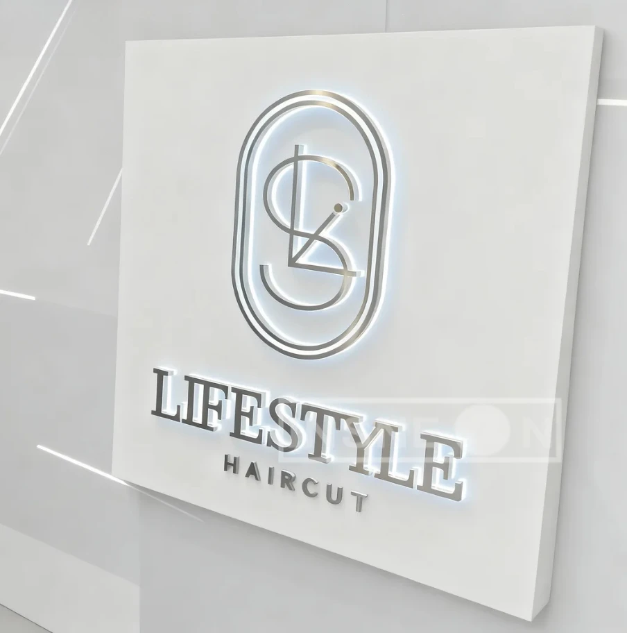 Custom Business Sign Logo 3D Metal Salon LED Letter Backlit Reception Advertising Decor Signboard Screen Neon Sign Letter 3D