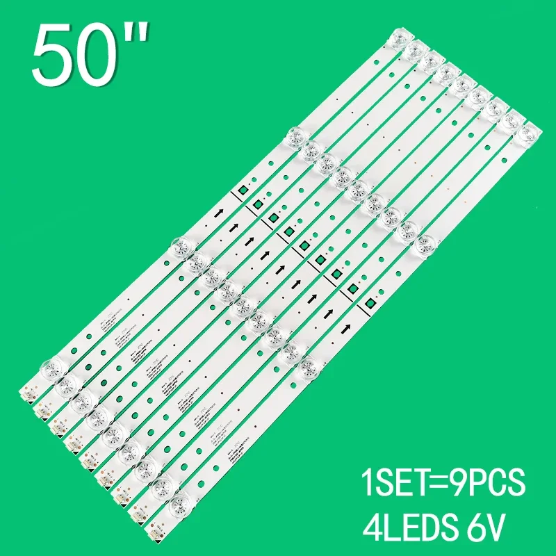 9pcs=1set 4leds 6v 2w 440mm for 50-inch LCD TV MS-L1469 V5 LA021 JP50UHD110-4K JS-D-JP50EU-042EC 70310 E50EU1000 MCPCB